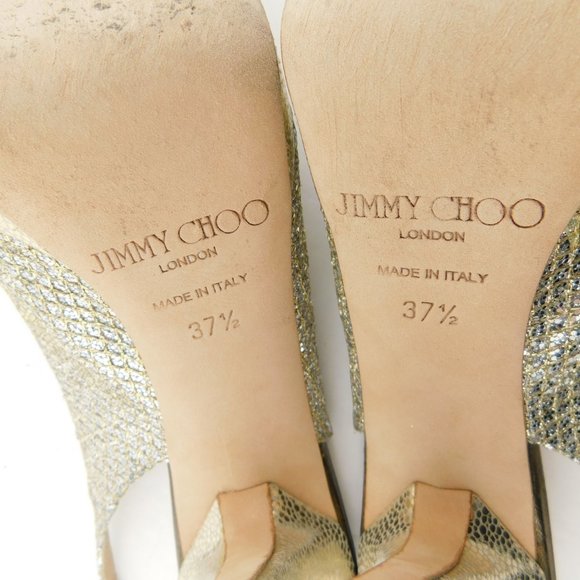 JIMMY CHOO CLUE Champagne Glitter Sling Pumps 37.5